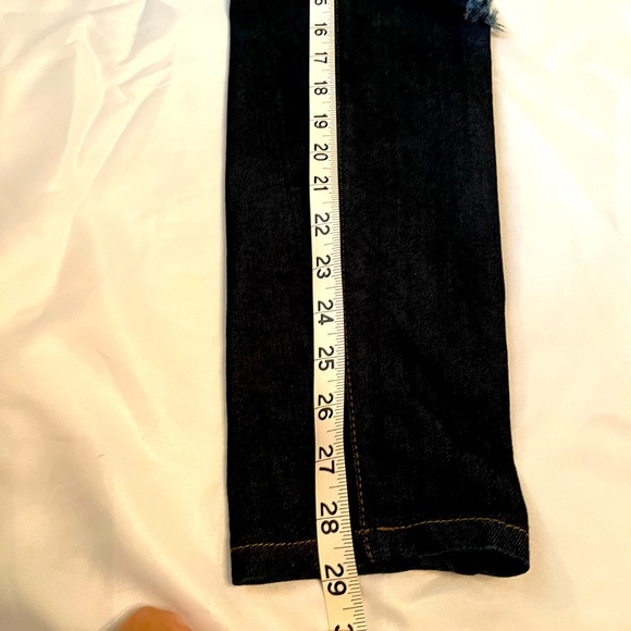 Blue Delta Custom Stretch Denim Womens Skinny Jeans 31.5 W Distressed Knee Dark - Picture 7 of 14